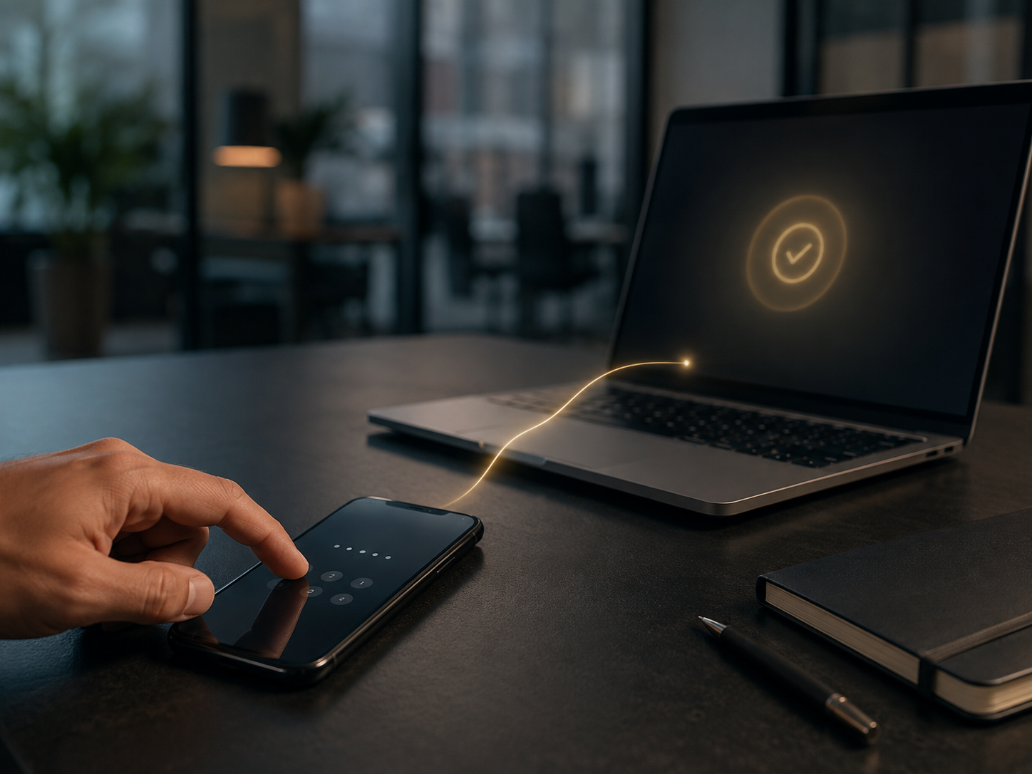 Foto: Nahaufnahme eines Fingerabdrucksensors auf einem modernen Smartphone, symbolisch für biometrische Authentifizierung