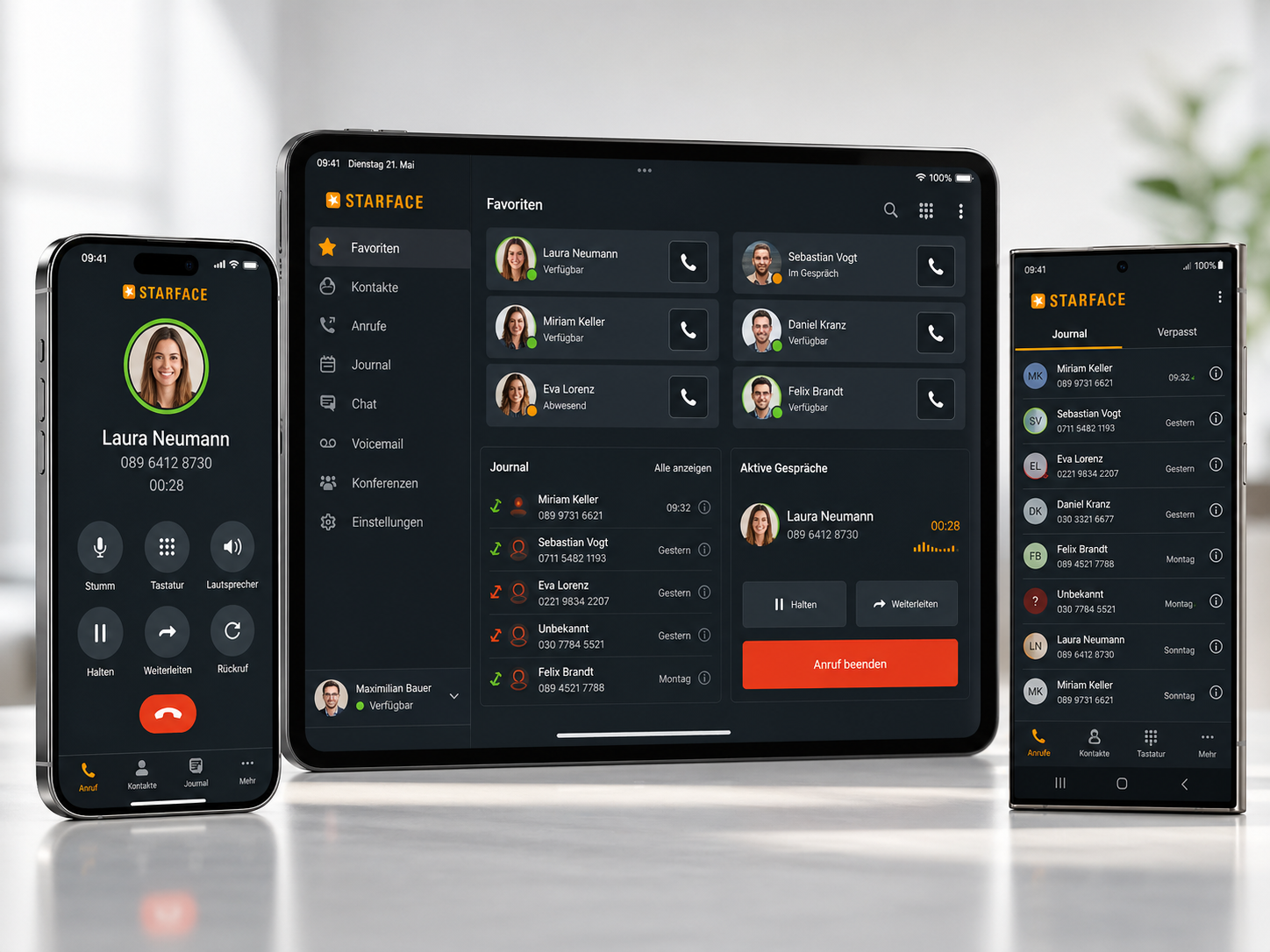 Smartphone mit Starface Mobile App für Android und iOS