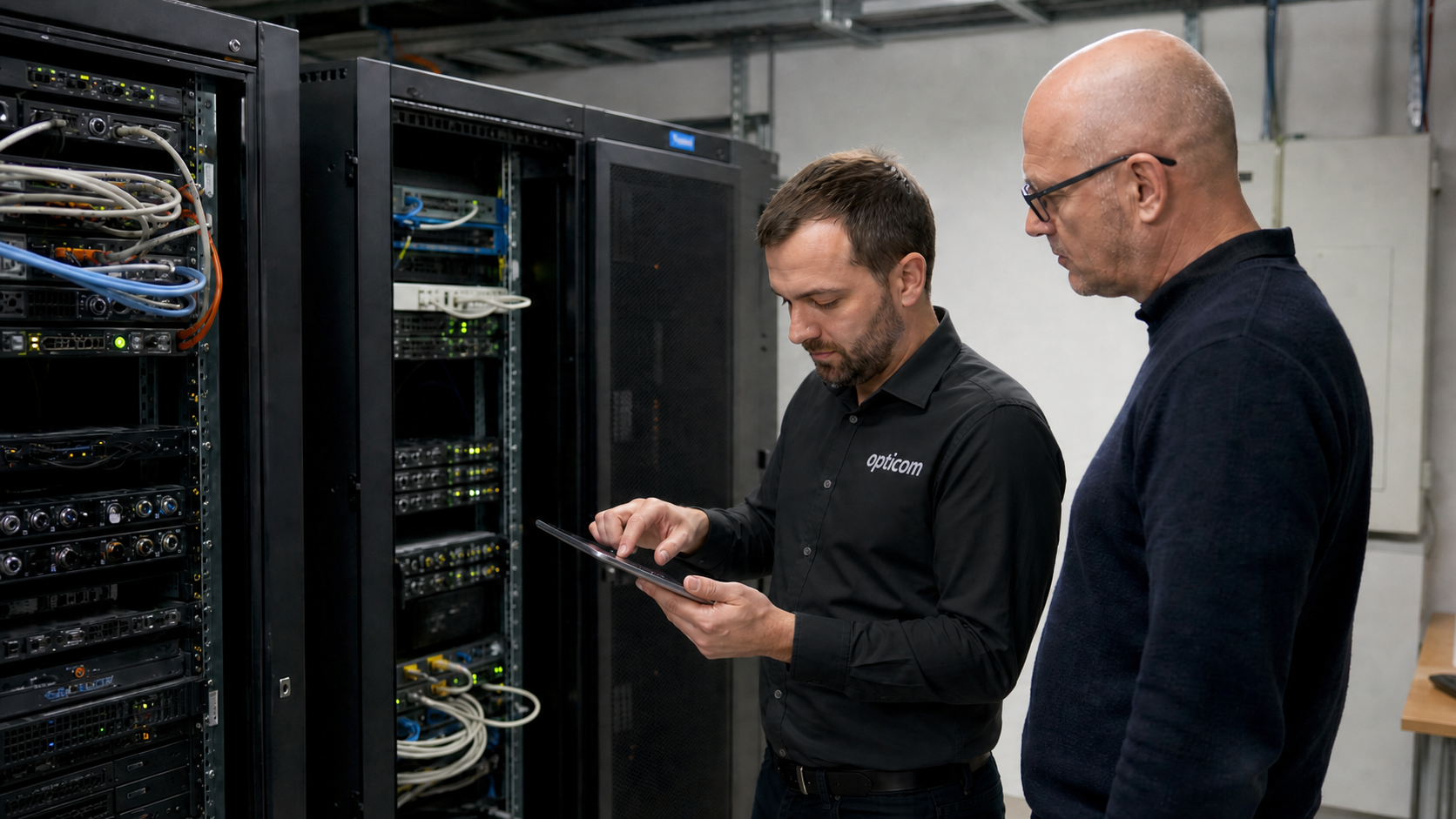 Foto: Abstrakte Netzwerk-Visualisierung mit leuchtenden Verbindungsknoten und Datenfluss