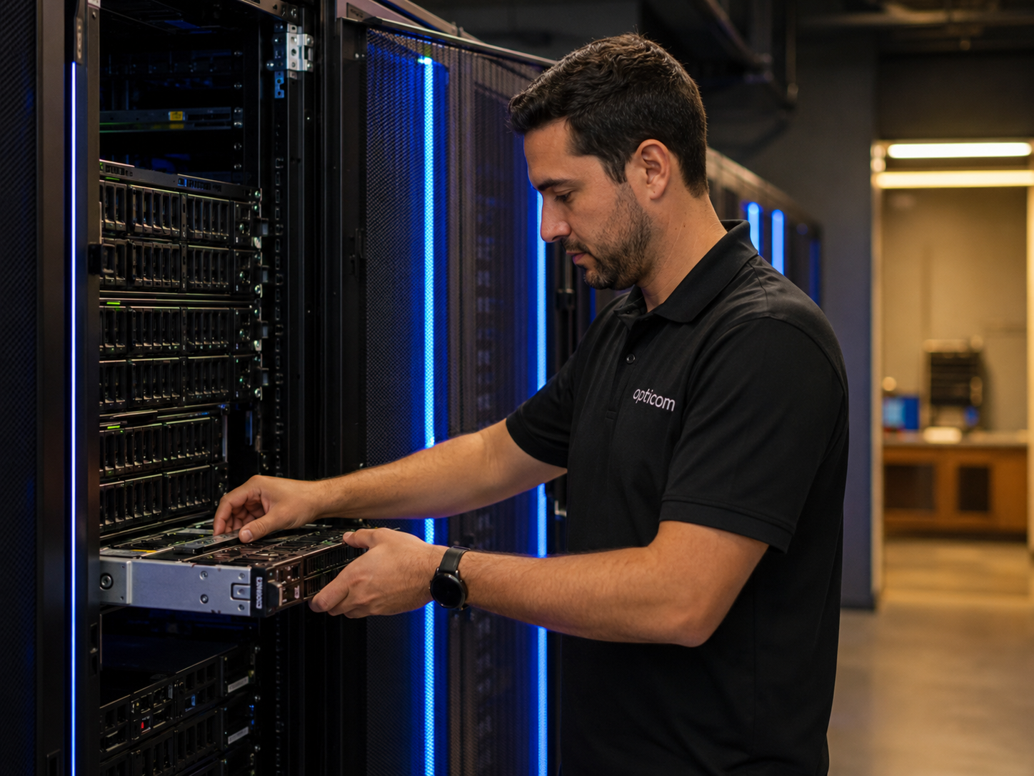 Foto: IT-Techniker konfiguriert Server im Rechenzentrum während einer Migration
